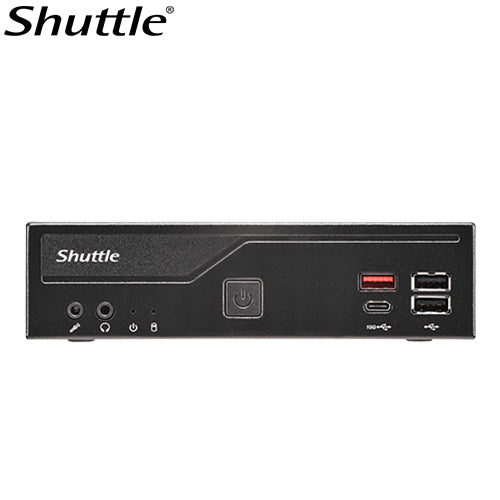 Shuttle DH810 Slim Mini PC 1.3L chassis - IntelÂ® Coreâ¢ Ultra 200 serie ,2 x DDR5 SODIMM slots,48GB, 2xLAN (1G & 2.5G), 2xRS232, HDMI, 2xDP, 120W, Vesa