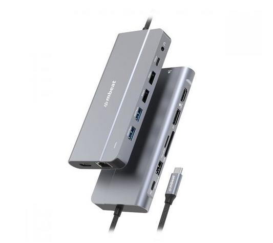 mbeatÂ® Elite X14 Triple 4K Display Multi-Port USB-C Hub USB-C 3.2 Gen 2 Ã 1, Supports USB-C DisplayPort 1.4 (DP-Alt Mode)  HDMI 2.0 Version Ã 2, Max.