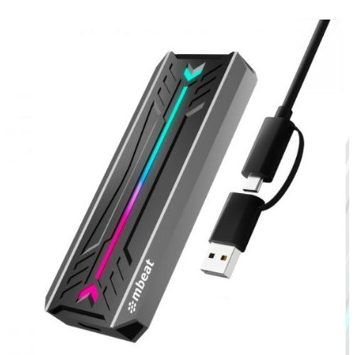 mbeatÂ® USB-C/A 10Gbps RGB M.2 NVMe & SATA SSD Enclosure