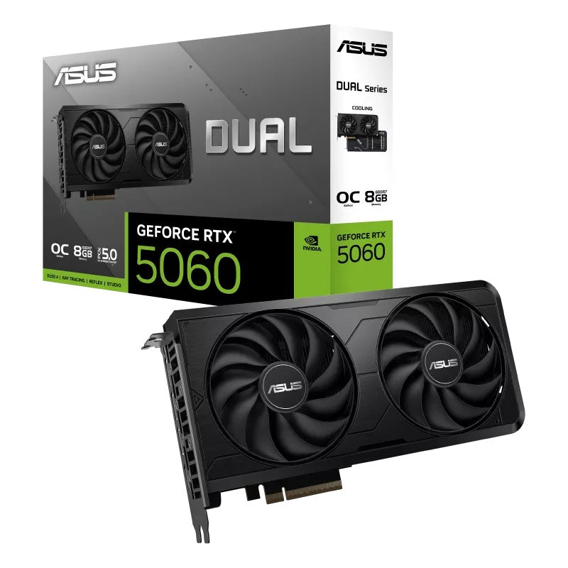 ASUS nVidia Dual GeForce RTXâ¢ 5060 EVO OC Edition, 8GB, GDDR7, 128-bit, PCIe 5.0, 2565MHz, 3840 CUDA, 2.1-Slot