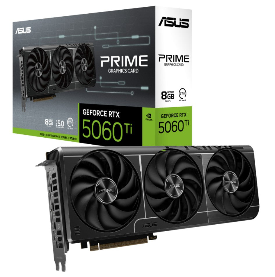 ASUS nVidia GeForce PRIME RTXâ¢ 5060 Ti 8GB GDDR7, 4608CUDA, 2602MHz, 8GBGDDR7, 28Gbps, 128bit, PCIe5.0, 7680x4320, HDMI2.1b, DP2.1b
