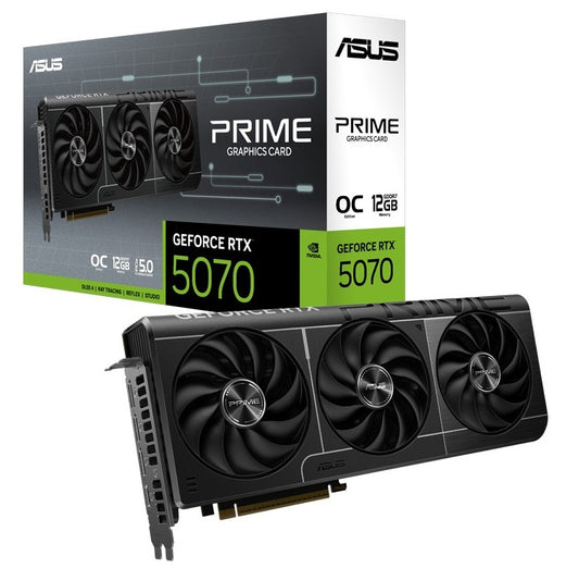 ASUS nVidia GeForce PRIME-RTX5070-O12G RTX 5070 12GB GDDR7 OC Edition 2557MHz Boost Clock, RAM 28Gbps, 1005 AI TOPs, Digital Max Resolution 7680 x 432