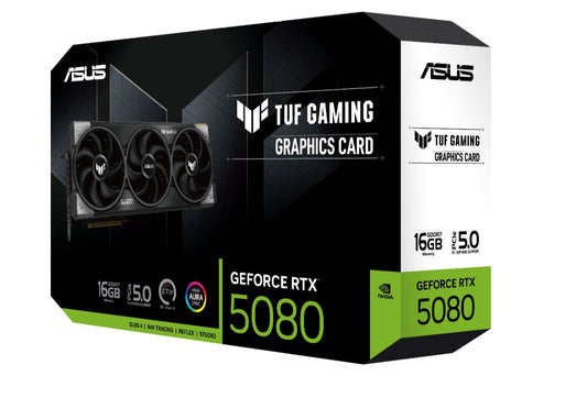 ASUS nVidia GeForce TUF-RTX5080-16G-GAMING RTX5080 16GB GDDR7 2617MHz Boost Clock, RAM 30Gbps, 1801 AI TOPs, Digital Max Resolution 7680 x 4320