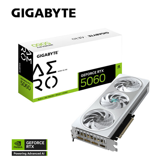 Gigabyte GeForce RTXâ¢ 5060 AERO OC 8G, 2595 MHz, CUDA 3840, 28 Gbps, GDDR7,  128 bit, PCI-E 5.0, PSU 500W, DisplayPort 2.1b *3 HDMI 2.1b x1