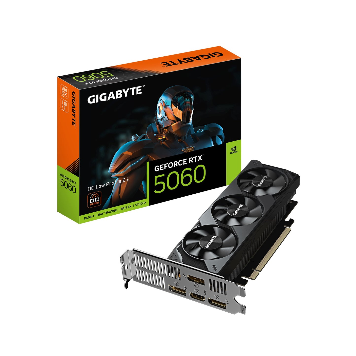 Gigabyte GeForce RTXâ¢ 5060 OC Low Profile 8G, 2512 MHz, CUDA 3840, 28 Gbps, GDDR7, 128 bit, PCI-E 5.0, PSU 450W, DisplayPort 1.4a *1 HDMI 2.1b x1