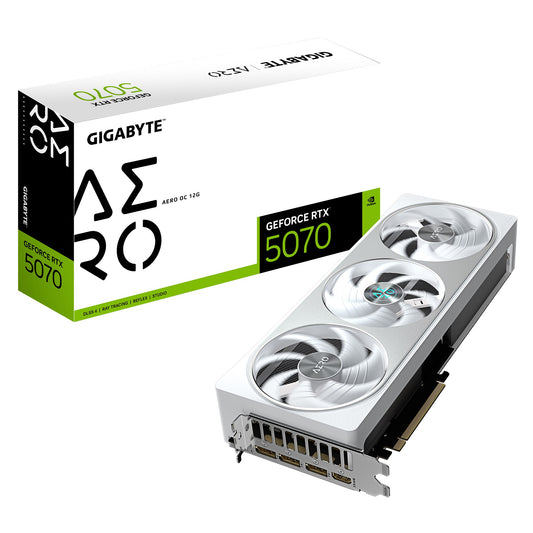 Gigabyte GeForce RTXâ¢ 5070 AERO OC 12G, 2625 MHz, CUDA  6144, 128 Gbps, GDDR7,192 bit, PCI-E 5.0, P[SU 750W, DisplayPort 2.1b *3 HDMI 2.1b *1