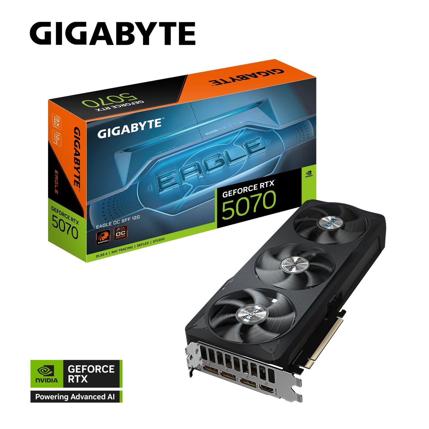 Gigabyte GeForce RTXâ¢ 5070 EAGLE OC SFF 12G, 2587 MHz, CUDA  6144, 28 Gbps, GDDR7, 192 bit, PCI-E 5.0, PSU 750W, DisplayPort 2.1b *3 HDMI 2.1b *1