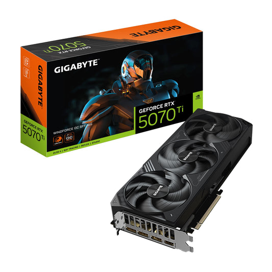 Gigabyte GeForce RTXâ¢ 5070 Ti WINDFORCE OC SFF 16G, 2497 MHz,  CUDA 8960, 28 Gbps, GDDR7, 256 bit, PCI-E 5.0, PSU 750W,DisplayPort 2.1b HDMI 2.1b x1