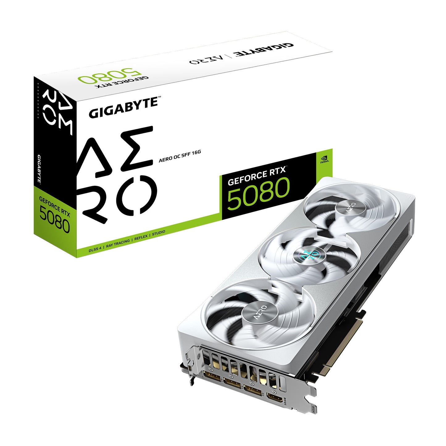 Gigabyte GeForce RTXâ¢ 5080 AERO OC SFF 16G, 2730 MHz, CUDA 10752, 30 Gbps, GDDR7, 256 bit, PCI-E 5.0, PSU 850W, DisplayPort 2.1b x3 HDMI 2.1b x1