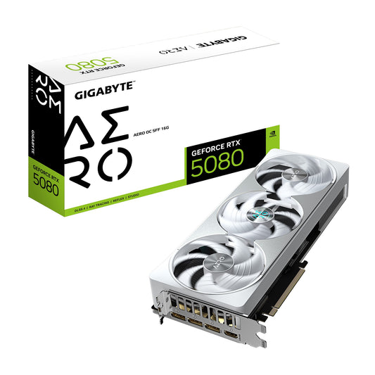 Gigabyte GeForce RTXâ¢ 5080 AERO OC SFF 16G, 2730 MHz, CUDA 10752, 30 Gbps, GDDR7, 256 bit, PCI-E 5.0, PSU 850W, DisplayPort 2.1b x3 HDMI 2.1b x1