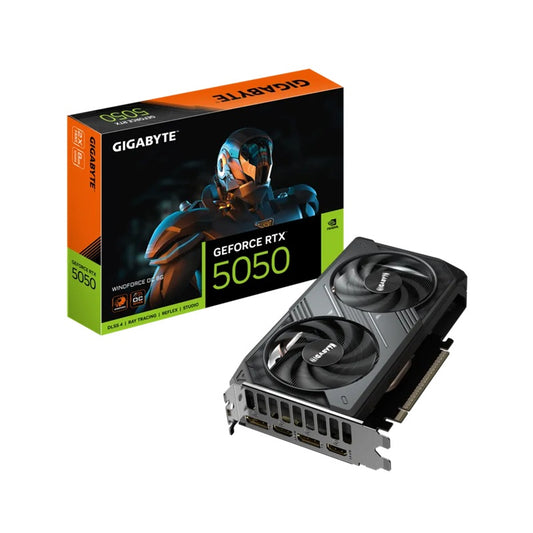 Gigabyte GeForce RTXâ¢ 5050 WINDFORCE OC 8G, 20 Gbps, GDDR6, 128 bit, PCI-E 5.0, DirectX 12 API, PSU 550W, 8 Pin*1, DisplayPort 2.1b *2, HDMI 2.1b *2
