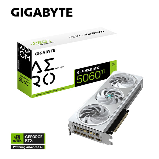 Gigabyte GeForce RTXâ¢ 5060 Ti AERO OC 8G, 2647 MHz, CUDA TBD, 28 Gbps, GDDR7, 128 bit, PCI-E 5.0, PSU 650W, DisplayPort 2.1b *3 HDMI 2.1b *1