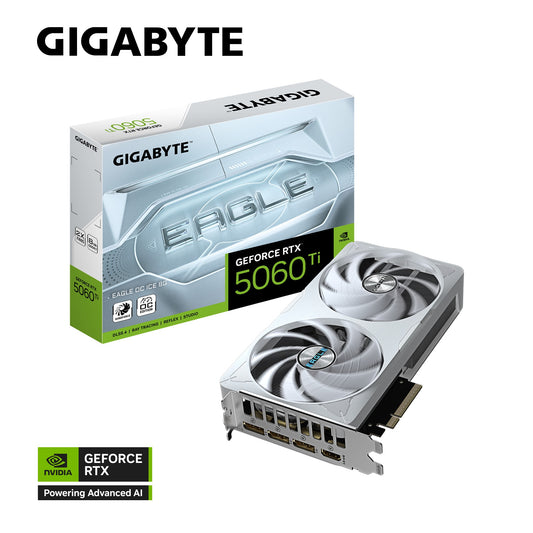 Gigabyte GeForce RTXâ¢ 5060 Ti EAGLE OC ICE 8G, 2617 MHz, 28 Gbps, GDDR7, 128 bit, PCI-E 5.0, ATX, PSU 650W, DisplayPort 2.1b *3, HDMI 2.1b *1
