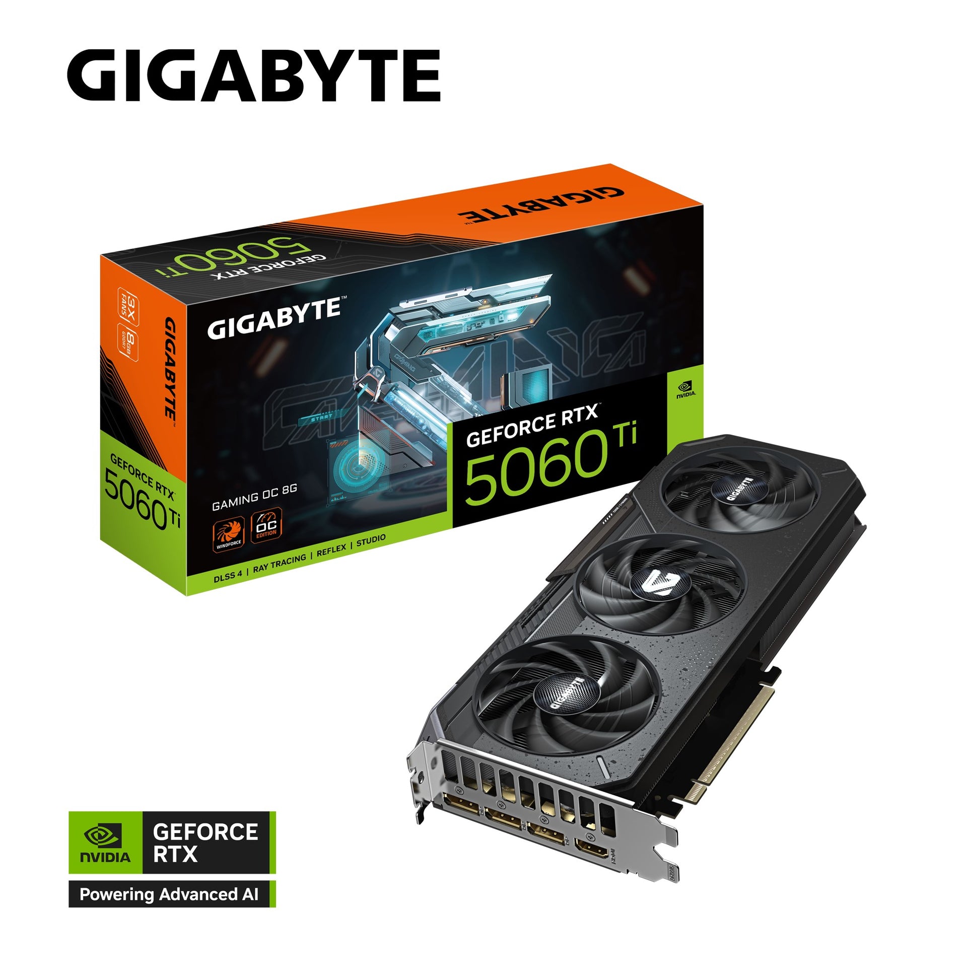 Gigabyte GeForce RTXâ¢ 5060 Ti GAMING OC 8G, 2647 MHz, CUDA TBD, 28 Gbps, GDDR7, 128 bit, PCI-E 5.0, PSU 650W, DisplayPort 2.1b *3 HDMI 2.1b *1