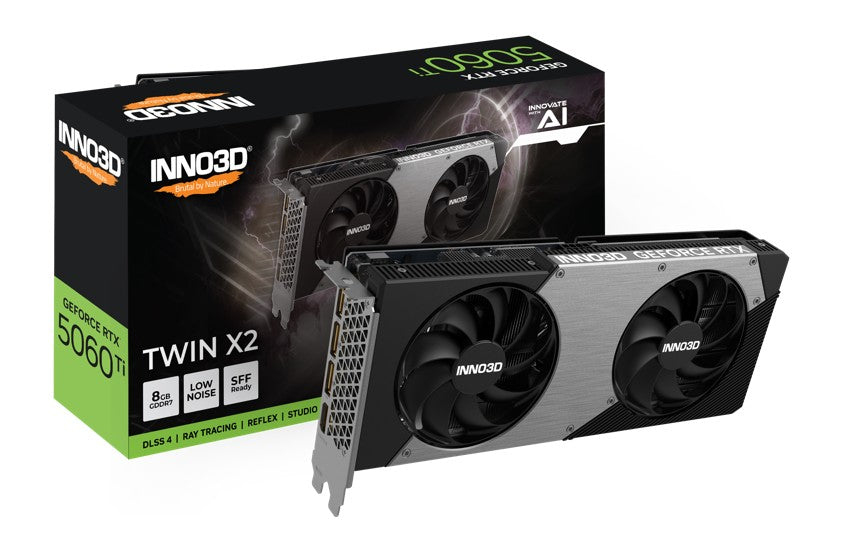 INNO3D nVidia GeForce RTX 5060 Ti TWIN X2 8GB GDDR7,  2572MHz Boost Clock, RAM 28Gbps, 3xDP, 1xHDMI, 250x116x41mm