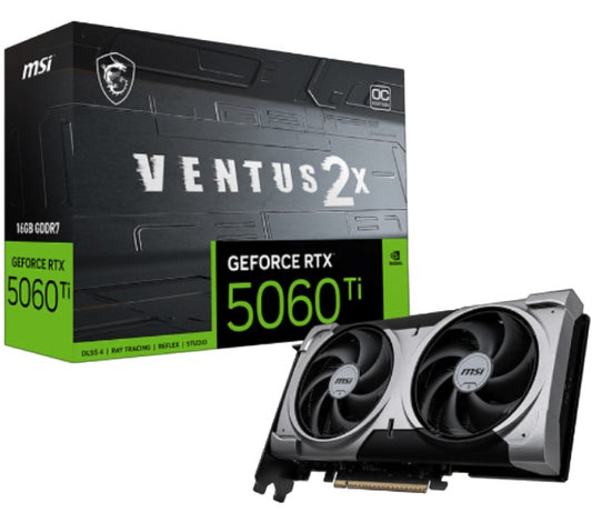 MSI nVidia GeForce RTXâ¢ 5060 Ti 16G VENTUS 2X OC PLUS, PCI ExpressÂ® Gen 5 x16, Boost: 2602 MHz, CUDA 4608 Units, 16GB GDDR7, HDMIâ¢ x 1