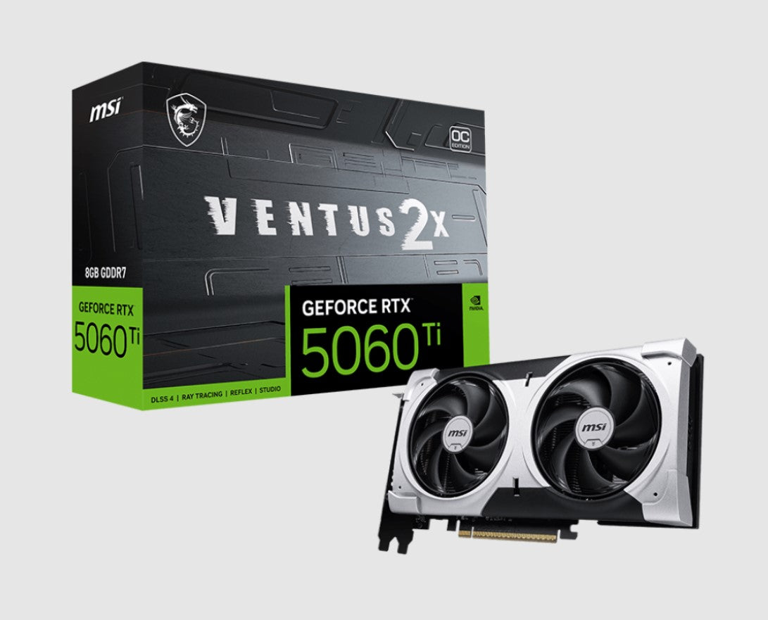 MSI nVidia GeForce RTXâ¢ 5060 Ti 8G VENTUS 2X OC PLUS, PCI ExpressÂ® Gen 5 x16, Boost: 2602 MHz, CUDA 4608 Units, 8GB GDDR7, HDMIâ¢ x 1