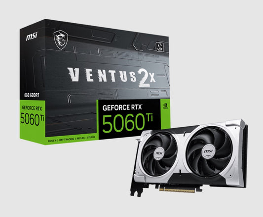 MSI nVidia GeForce RTXâ¢ 5060 Ti 8G VENTUS 2X PLUS, PCI ExpressÂ® Gen 5 x16 (uses x8), Boost: 2572 MHz, CUDA 4608 Units, 8GB GDDR7, HDMIâ¢ x 1(LS)