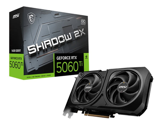 MSI nVidia GeForce RTX 5060 Ti 16G SHADOW 2X OC PLUS, Boost: 2482 MHz, CUDA 8960 Units, 16GB GDDR7, HDMIâ¢ x 1 (embargo)