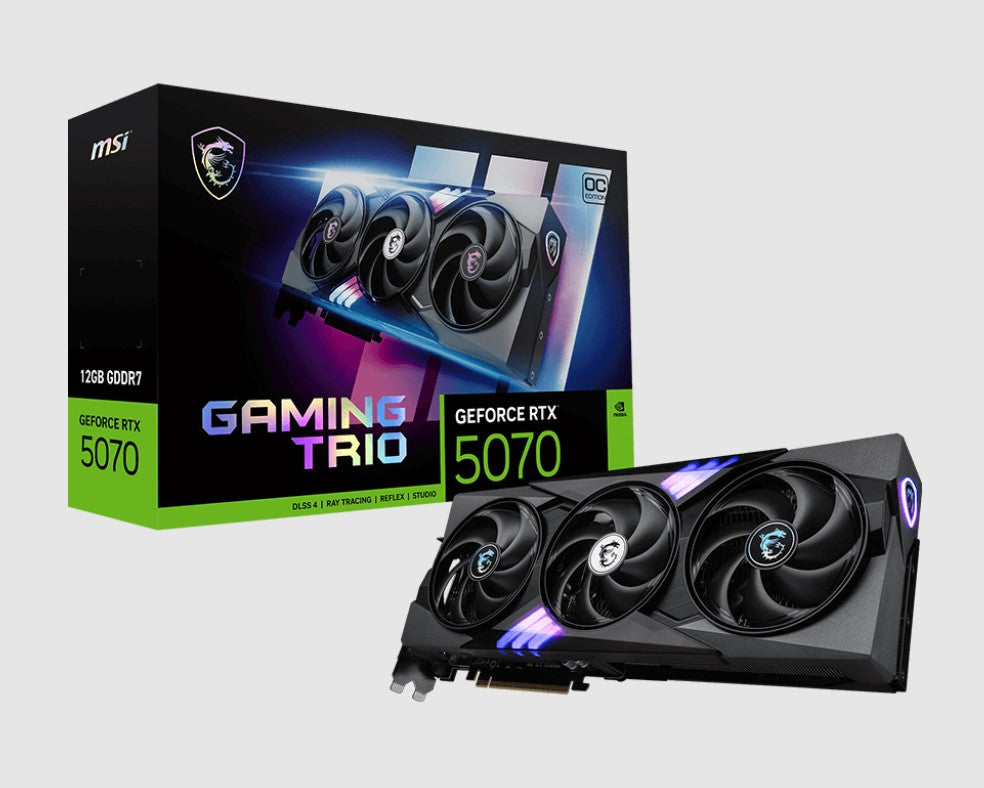 MSI nVidia GeForce RTXâ¢ 5070 12G GAMING TRIO OC, PCI ExpressÂ® Gen 5, Boost: 2610 MHz, CUDA 6144 Units, 12GB GDDR7, HDMIâ¢ x 1