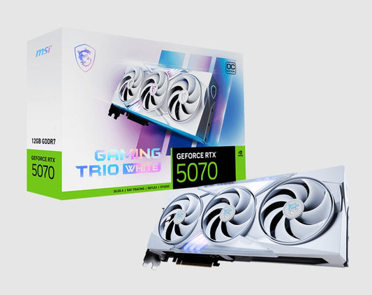 MSI nVidia GeForce RTXâ¢ 5070 12G GAMING TRIO OC WHITE,PCI ExpressÂ® Gen 5, Boost: 2610 MHz, CUDA 6144 Units, 12GB GDDR7, HDMIâ¢ x 1